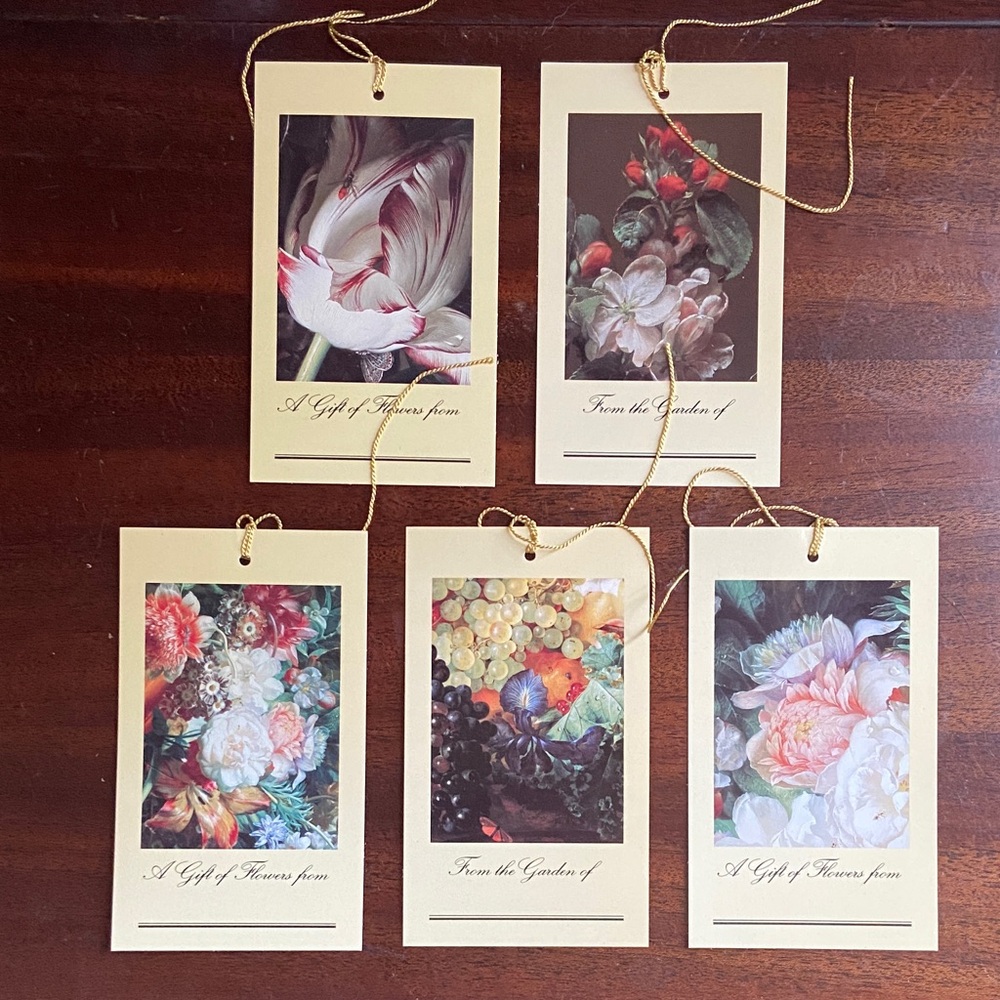 5 vintage Floral Gift Tags Set from the J Paul Getty Museum